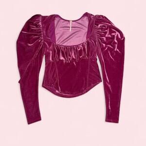 Fuschia velvet long sleeve top